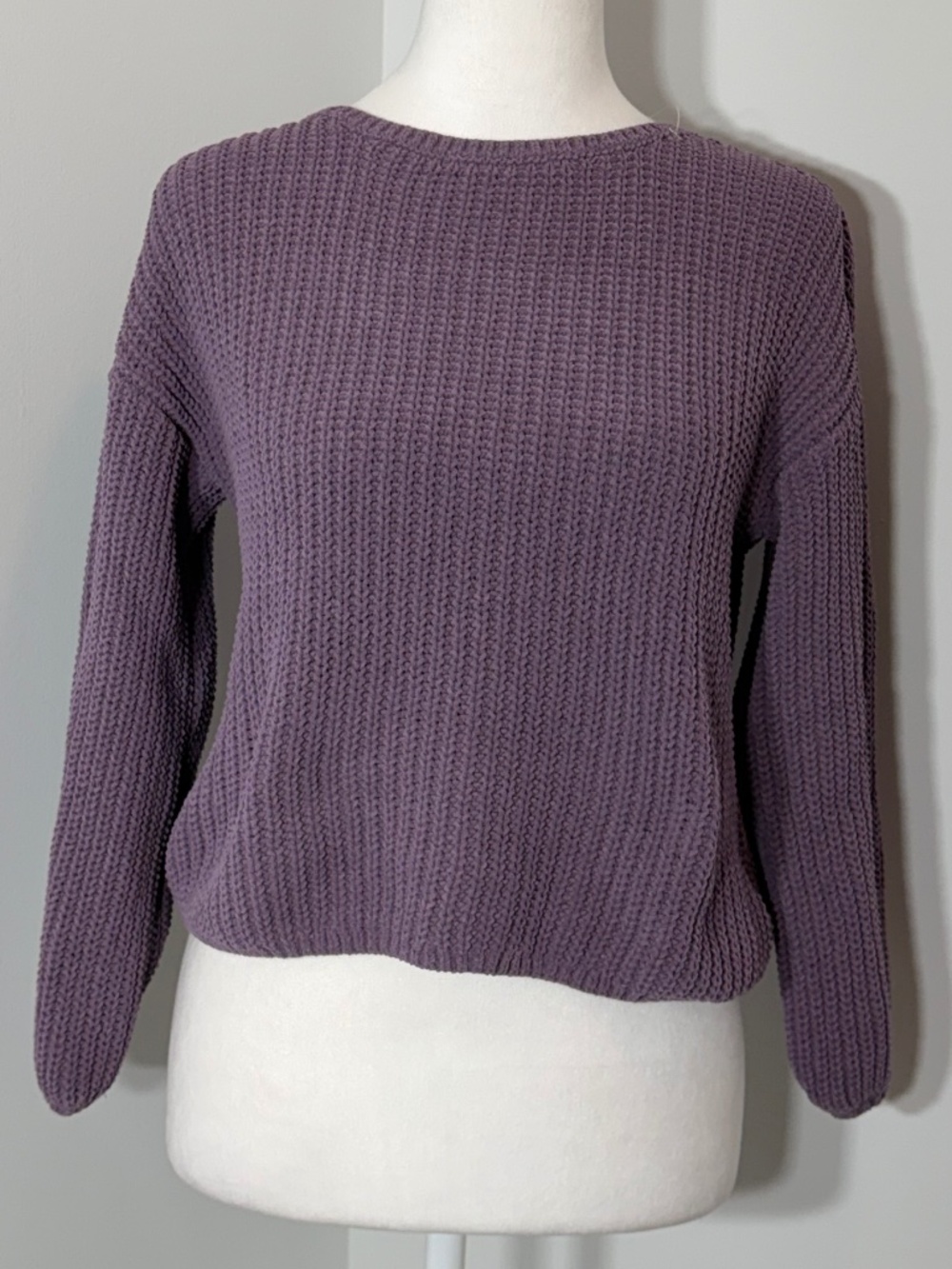 EUC Women’s H&M Shaker Knit Crew Neck Sweater, Dusty Purple Size 8/10